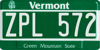 VT license plate ZPL572