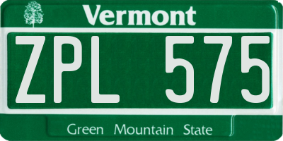 VT license plate ZPL575