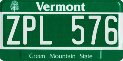 VT license plate ZPL576