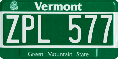 VT license plate ZPL577