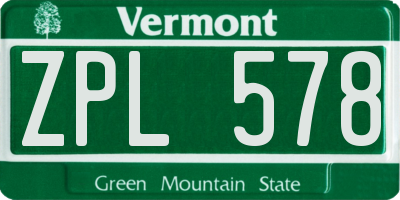 VT license plate ZPL578