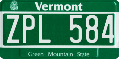 VT license plate ZPL584