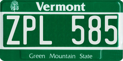 VT license plate ZPL585