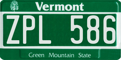 VT license plate ZPL586