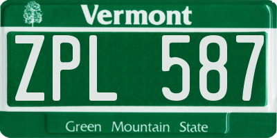 VT license plate ZPL587