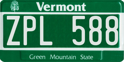 VT license plate ZPL588