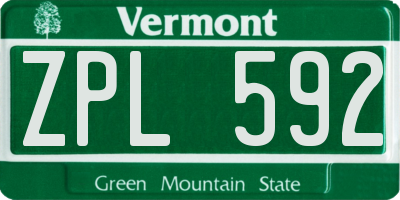VT license plate ZPL592