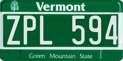 VT license plate ZPL594
