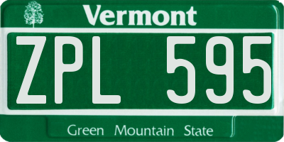 VT license plate ZPL595