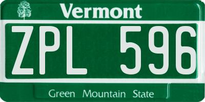 VT license plate ZPL596