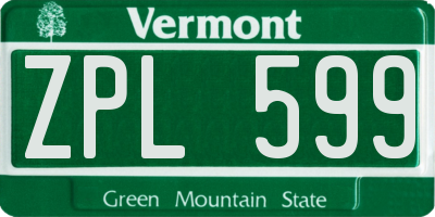 VT license plate ZPL599