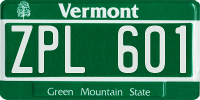 VT license plate ZPL601