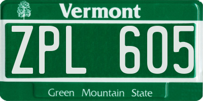 VT license plate ZPL605