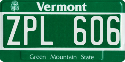 VT license plate ZPL606