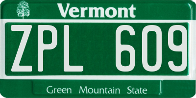 VT license plate ZPL609