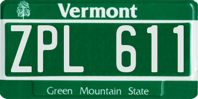 VT license plate ZPL611