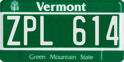 VT license plate ZPL614