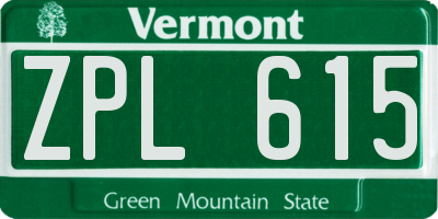 VT license plate ZPL615