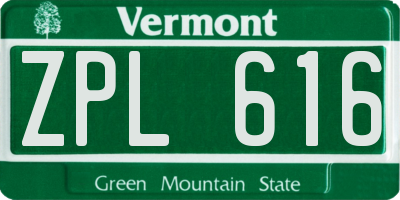 VT license plate ZPL616
