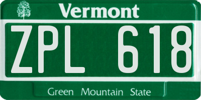 VT license plate ZPL618