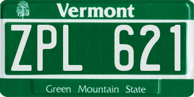 VT license plate ZPL621