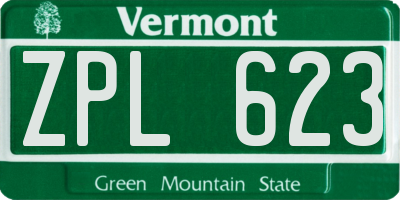 VT license plate ZPL623
