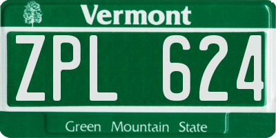 VT license plate ZPL624