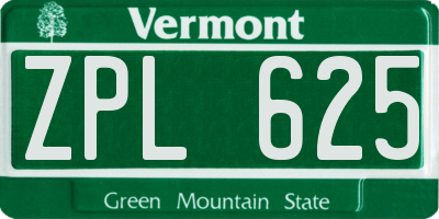 VT license plate ZPL625