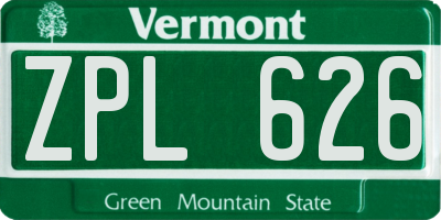 VT license plate ZPL626