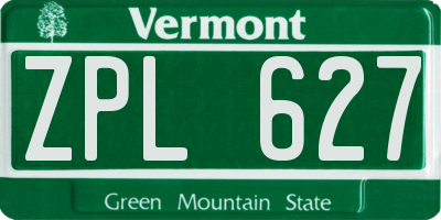 VT license plate ZPL627