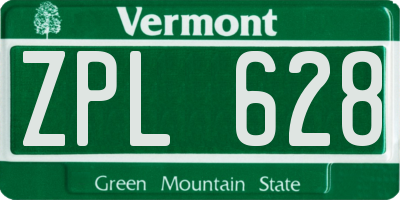 VT license plate ZPL628
