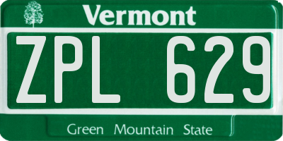 VT license plate ZPL629