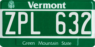 VT license plate ZPL632