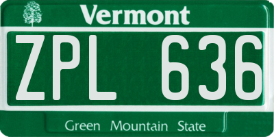 VT license plate ZPL636