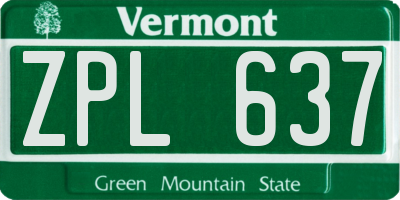 VT license plate ZPL637