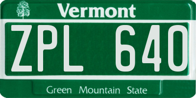 VT license plate ZPL640