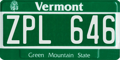 VT license plate ZPL646
