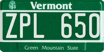 VT license plate ZPL650