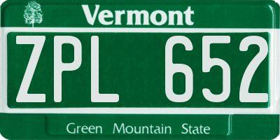 VT license plate ZPL652