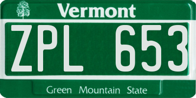 VT license plate ZPL653