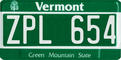 VT license plate ZPL654