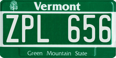 VT license plate ZPL656