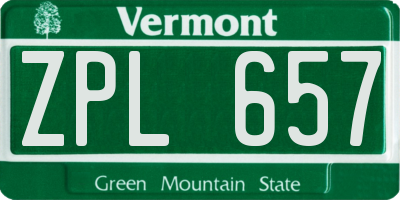 VT license plate ZPL657