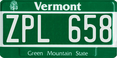 VT license plate ZPL658