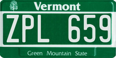 VT license plate ZPL659