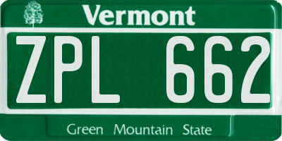VT license plate ZPL662