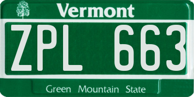 VT license plate ZPL663