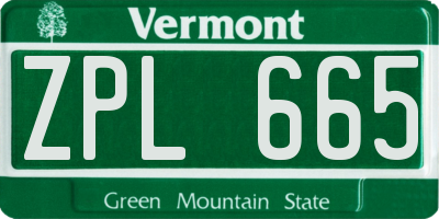 VT license plate ZPL665