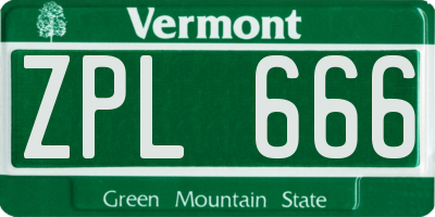 VT license plate ZPL666