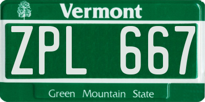 VT license plate ZPL667